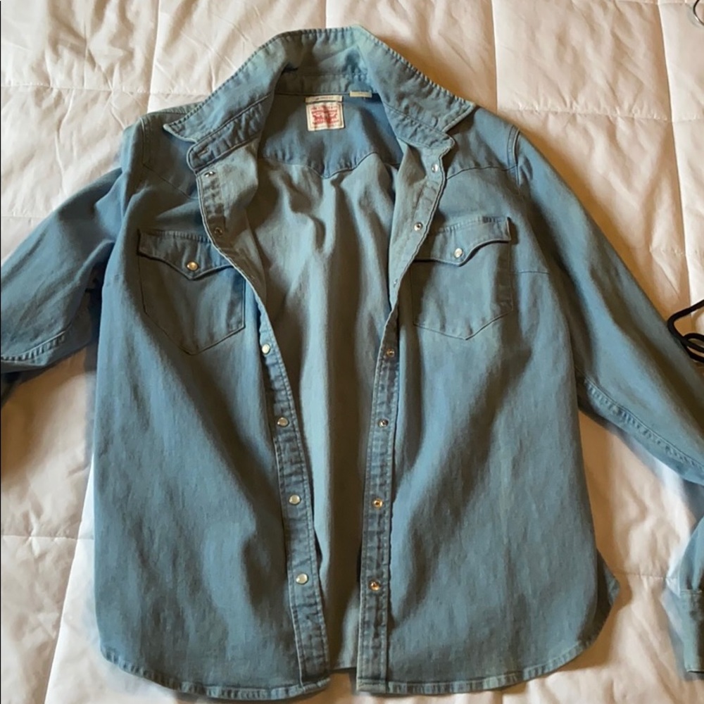 Levi Strauss blue Jean snap button up